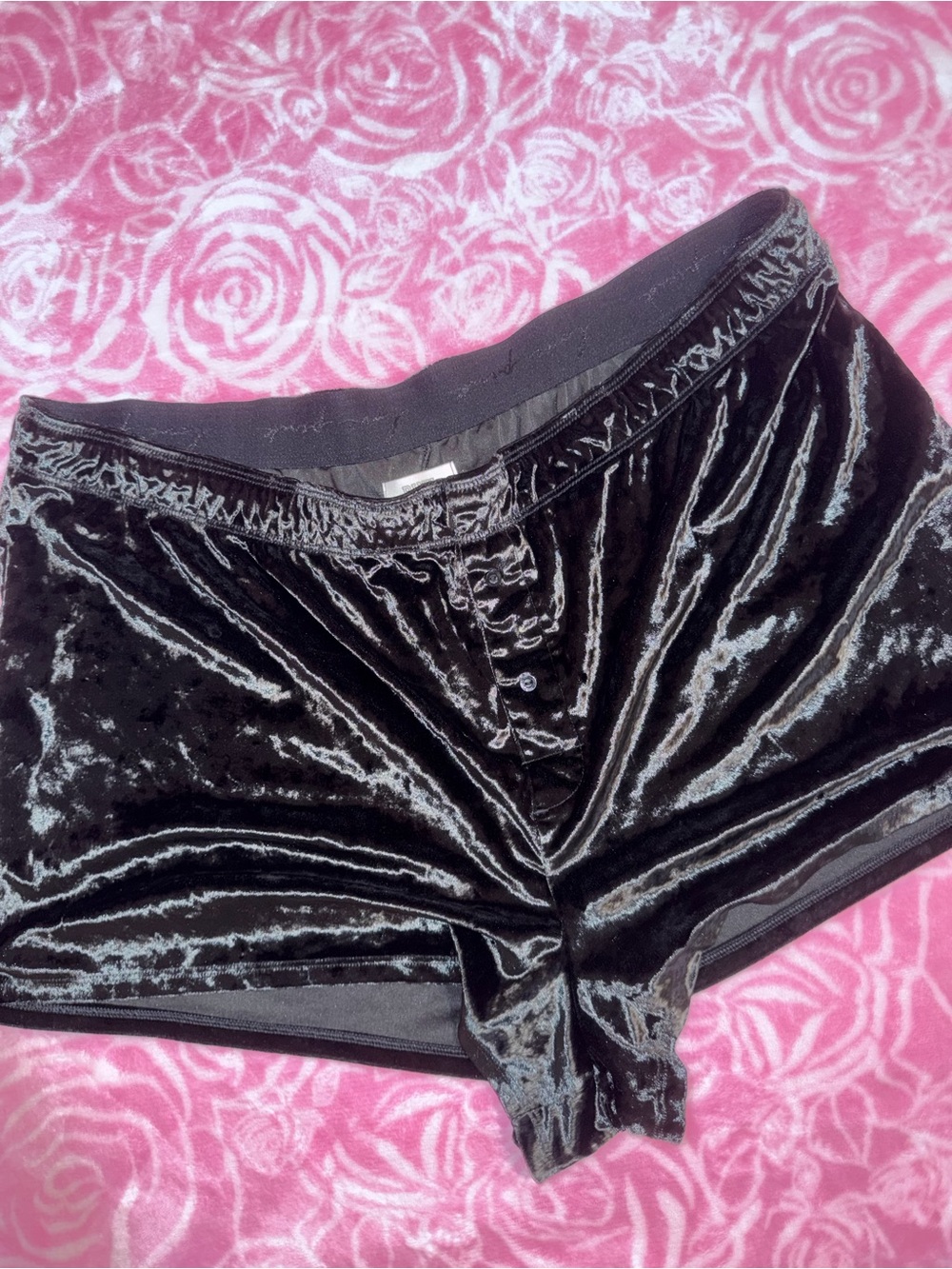PINK Victoria's Secret Black Velvet sleep shorts